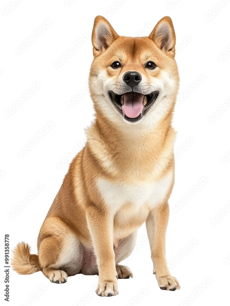 Joyful Shiba Inu Dog on Isolated White Background Joyful Shiba Inu Dog on Isolated White Background