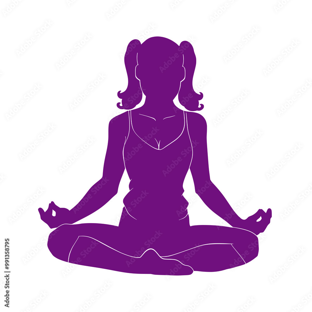 Vector Silhouette of a Woman Meditating in Lotus Pose Vector Silhouette of a Woman Meditating in Lotus Pose