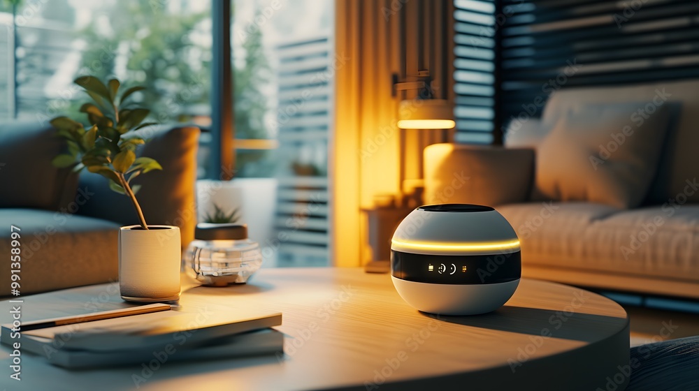 A futuristic AI-powered home assistant helping a person with daily tasks A futuristic AI-powered home assistant helping a person with daily tasks