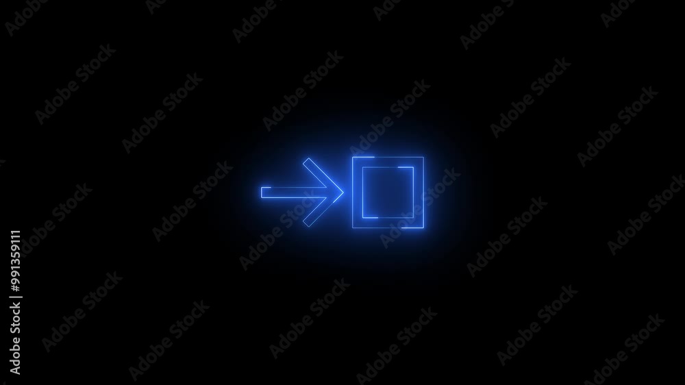 Neon expand tile mirrored icon glowing black background animation Neon expand tile mirrored icon glowing black background animation