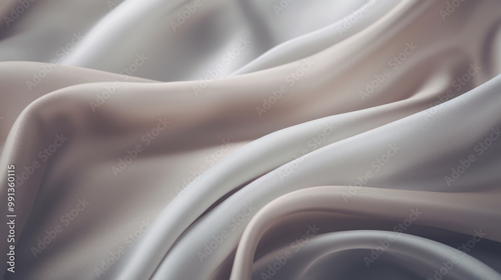Fototapeta premium Closeup image of a fine silk fabric with luxurious texture and light reflection, showing its seamless weave and high-quality sheen. Ideal for fashion, clothing, decoration, and accessory purposes.