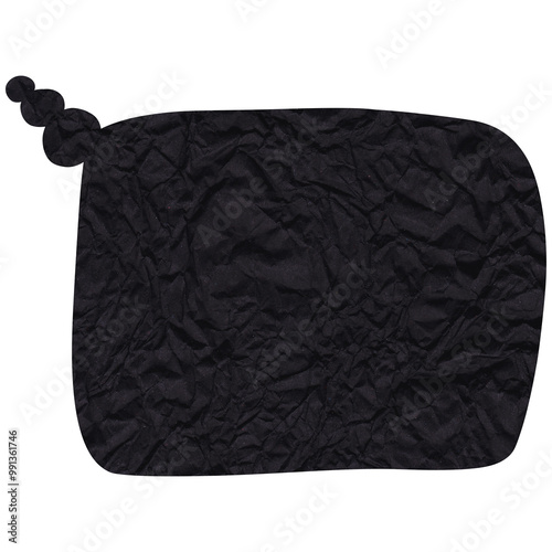 Speech bubble. Black crumpled cutout paper speech balloon. Scrapbook collage chat empty element for text or massage. Grunge style. Transparent background 