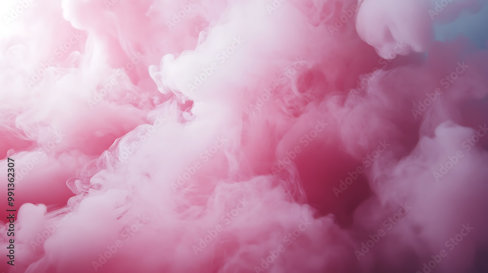 Fototapeta premium Pink smoke swirling on a stage, giving a soft, dreamy effect
