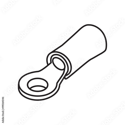 Insulated Ring Tongue Terminal on white background. Symbol editable stroke.