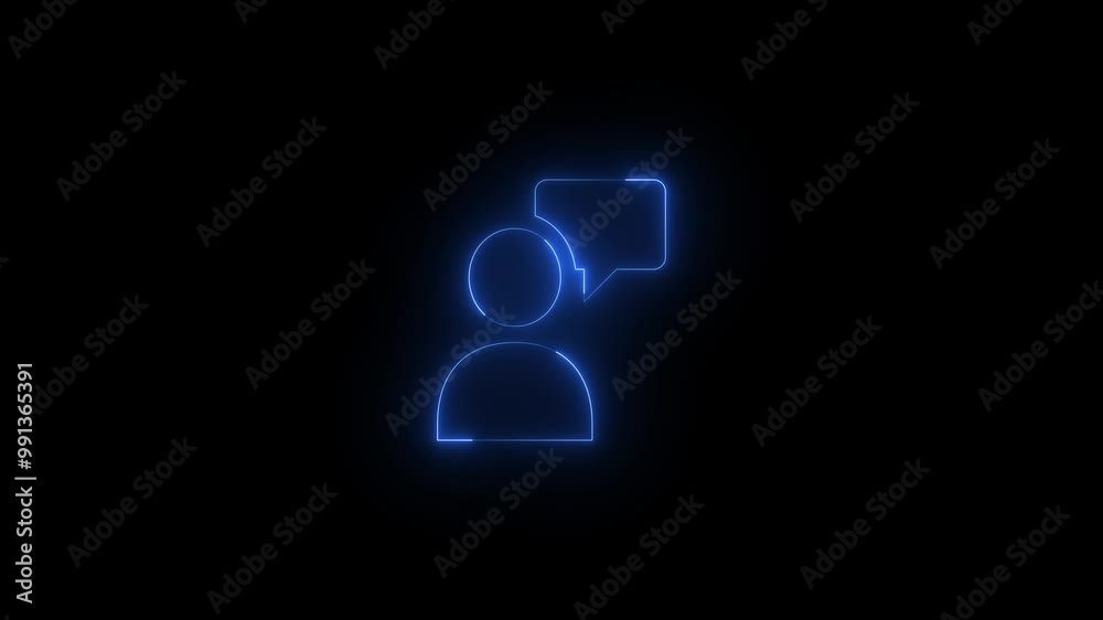 Neon feedback app icon glowing black background animation Neon feedback app icon glowing black background animation