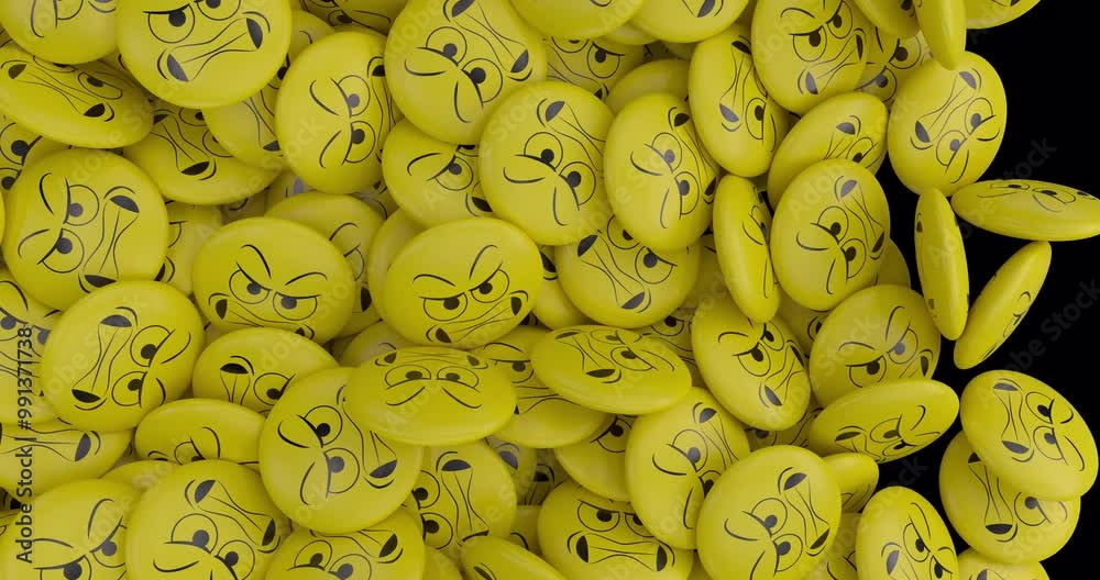 3D yellow face expressions on a transparent background
