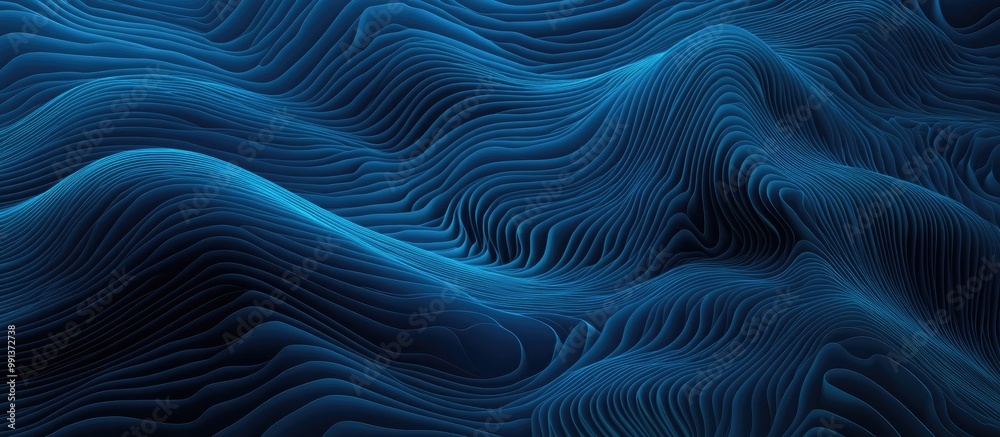 Obraz premium Blue abstract waves and lines 2d background design