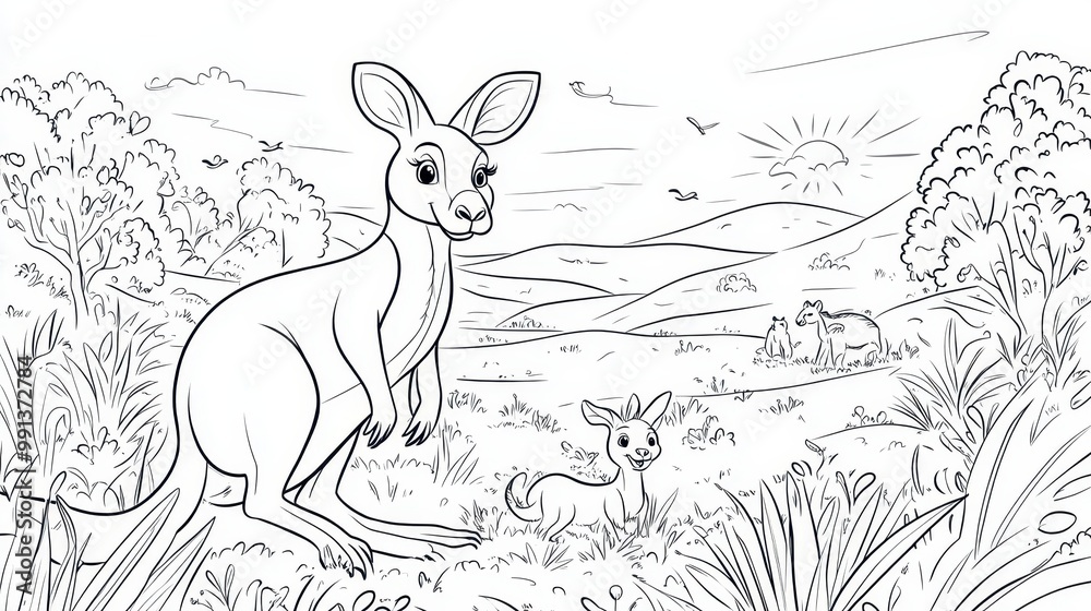 Obraz premium Kangaroo Family in the Australian Outback