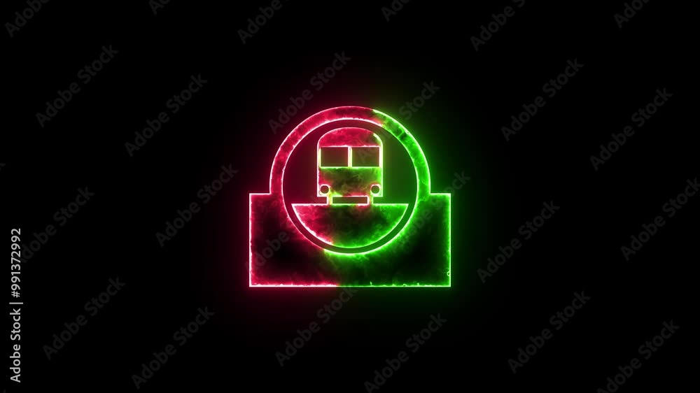 Metro symbols icon glow neon fire symbol animation Metro symbols icon glow neon fire symbol animation