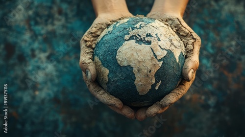 Hands holding a globe, symbolizing care for the Earth and environmental awareness.