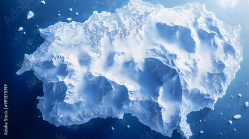 A map of Antarctica focused on its glacial region, highlighting a specific section of the continent.