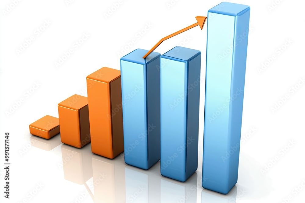 A visually appealing bar graph showcasing upward trends in data representation, ideal for finance and business presentations.