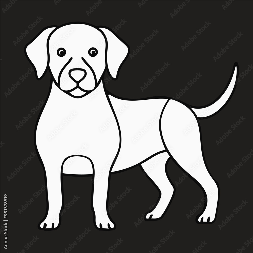 Fototapeta premium : Dog silhouette black and white victor illustration fil