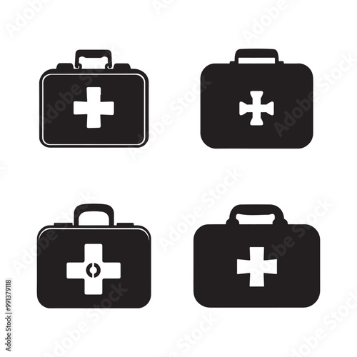 vector of black silhouette of first aid box