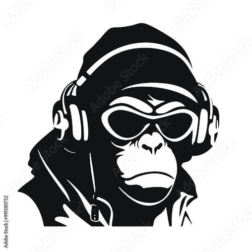 monkey  silhouette vector illustration  transparent background photo