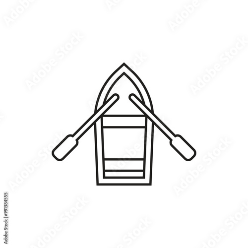 simple outline of a small wooden boat logo vector