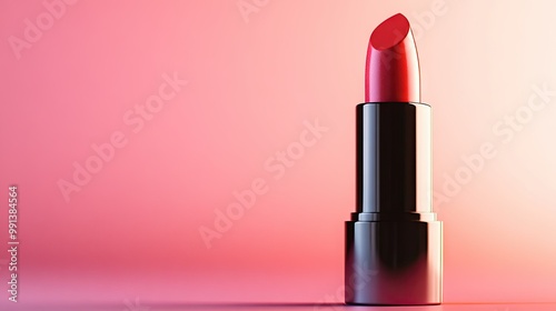 A lipstick tube with a unique shape and a clean, soft-focus background providing plenty of space for text.