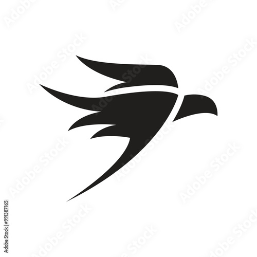 silhouette of black bird flying logo vector