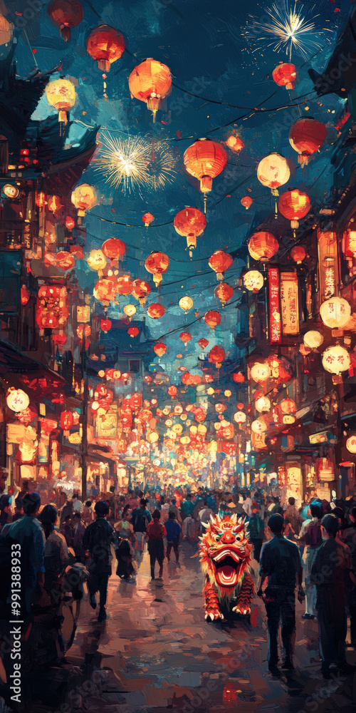 Chinese New Year Festival with Vibrant and Joyous Celebration Phone Wallpaper
Chinese New Year Festival with Vibrant and Joyous Celebration Phone Wallpaper