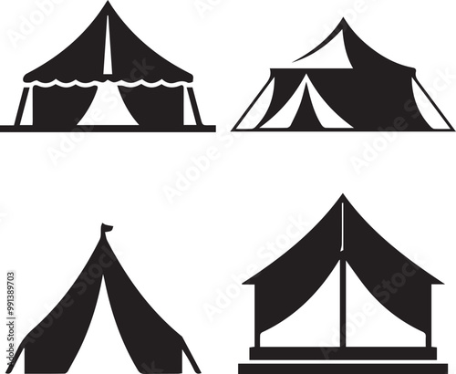 Tent silhouette, Tent icon, Tent vector, 