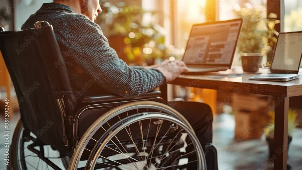 A person with a cognitive disability navigating a digital learning platform with ease, supported by adaptive technologies.