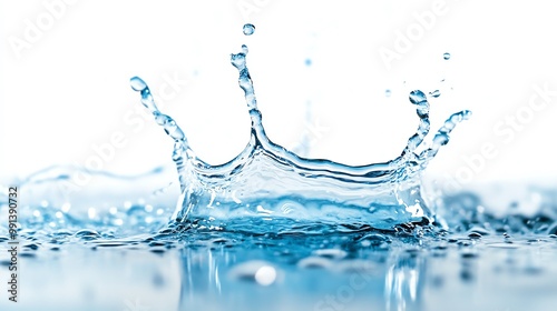 A close-up image of a water splash, showcasing the dynamic movement and beauty of liquid in motion against a clean backdrop.