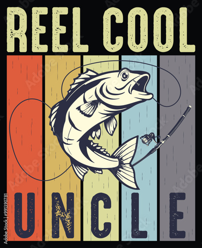 Mens Reel Cool Uncle Fishing Funny Gift for men, uncle grandpa pawpaw on birthday.