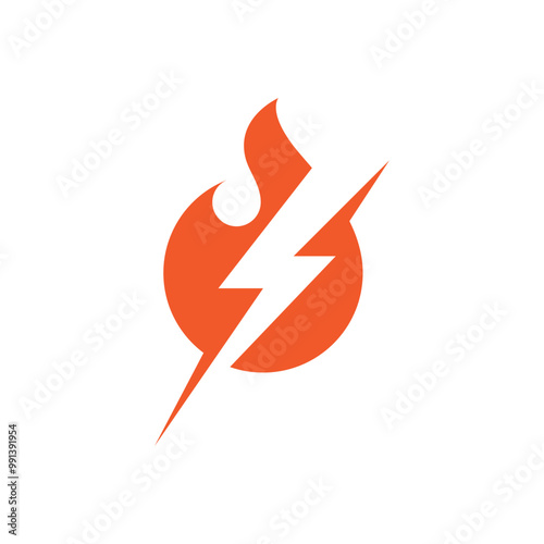 combination of hidden electricity and fire logo vector