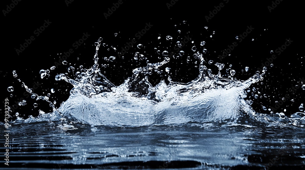 custom made wallpaper toronto digitalDynamic water splash frozen in time, capturing the beauty and movement of liquid against a dark background.