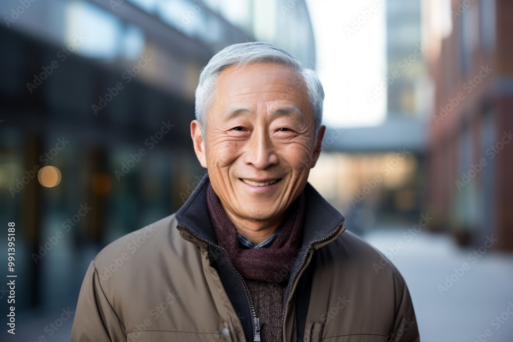 Portrait of a joyful asian elderly man in his 90s wearing a thermal fleece pullover on sophisticated corporate office background Portrait of a joyful asian elderly man in his 90s wearing a thermal fleece pullover on sophisticated corporate office background