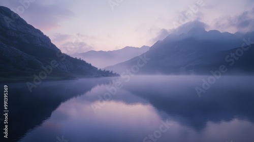 Misty Mountain Lake at Dawn