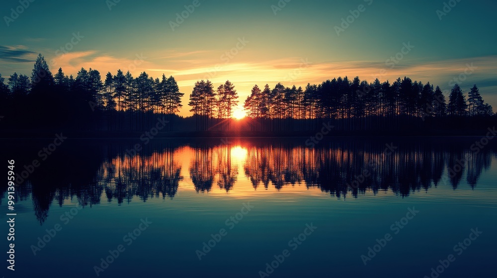 Fototapeta premium Sunset Reflection on a Still Lake