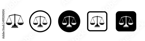 Scales icon set. Justice scales. Weight scales. Scales vector icon. Vector illustrations