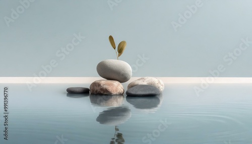 石と水紋の落ち着いた風景