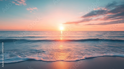 Sunset over the Ocean with Pink Hues