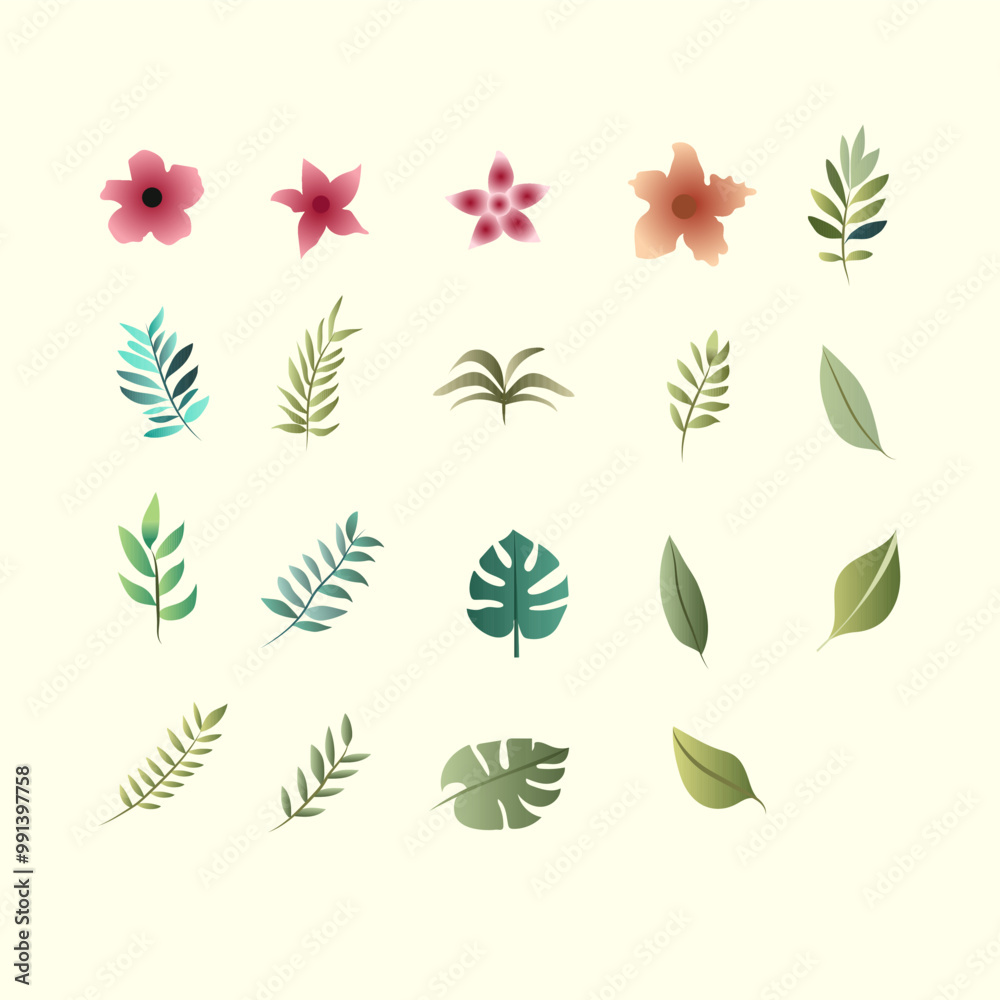 Fototapeta premium set of collection pink floral flower vector IIlustrations for elements, clipart, sticker