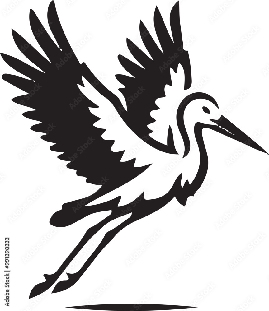 Fototapeta premium Stork icon silhouette vector illustration 