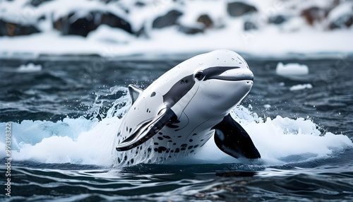 Curious and Playful Beluga Whale in the Enchanting Arctic Waters photo