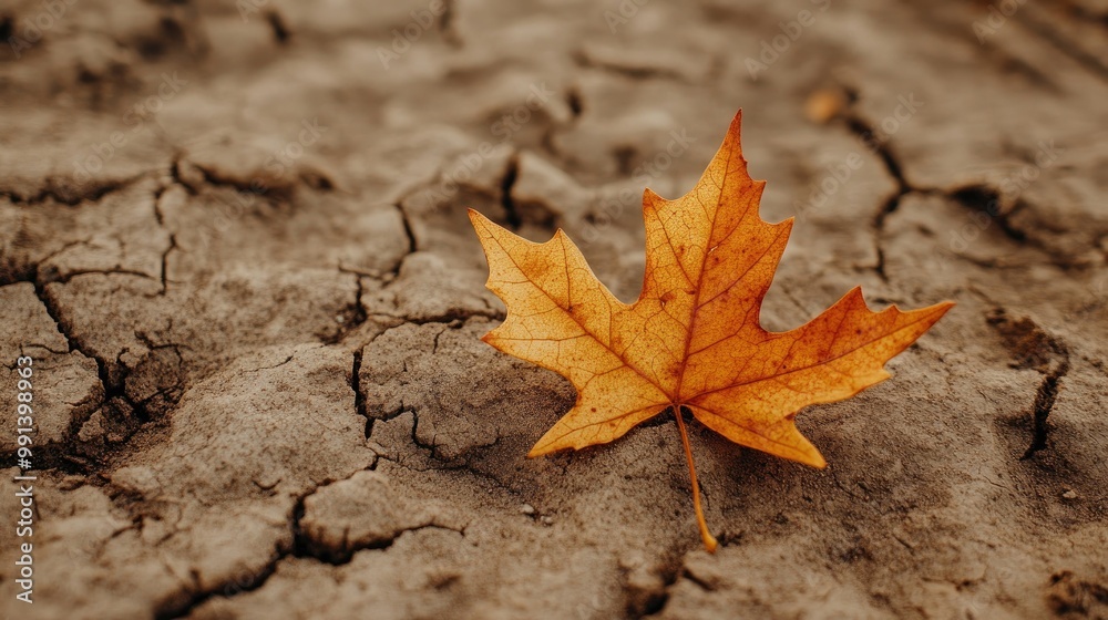 A single, dried leaf on a barren ground, leaving space for copy on the left side. A single, dried leaf on a barren ground, leaving space for copy on the left side.