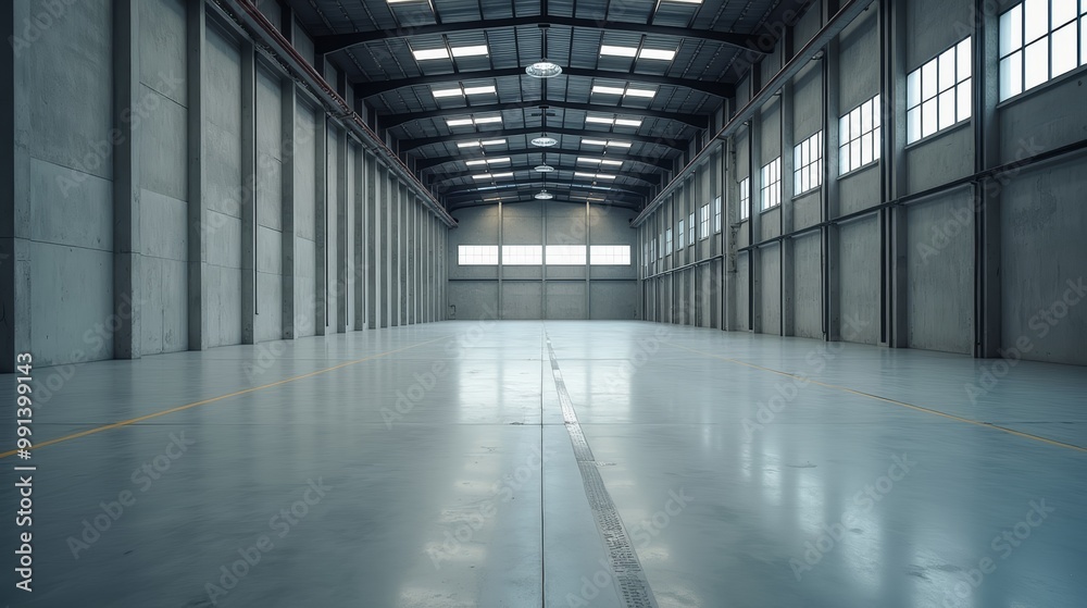 A spacious, empty warehouse with high ceilings, large windows, and smooth concrete floors, illuminated by natural light streaming through the windows. A spacious, empty warehouse with high ceilings, large windows, and smooth concrete floors, illuminated by natural light streaming through the windows.