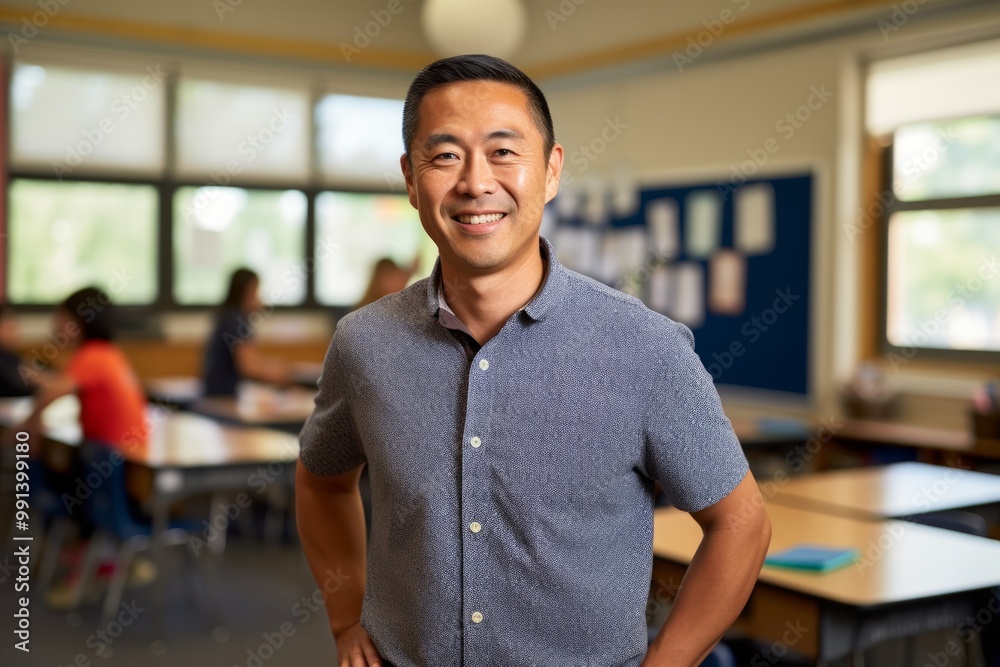 Φωτογραφία Portrait of a cheerful asian man in his 40s wearing a breathable golf polo isola