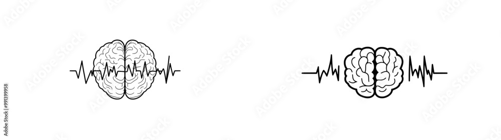 In this minimalistic continuous line drawing, a brain is connected to a ...