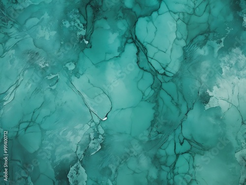 Abstract turquoise and green marble texture showcasing intricate patterns and smooth surface in a scenic background