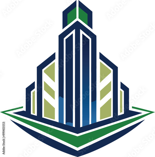 un logo que funcione muchas avenidas con una torre vector