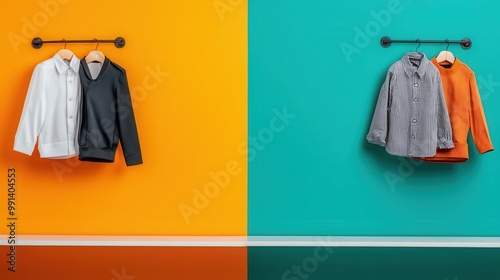 Luxury private school uniforms contrasted with worn, handmedown clothes in a public school, education inequality, wealth gap photo