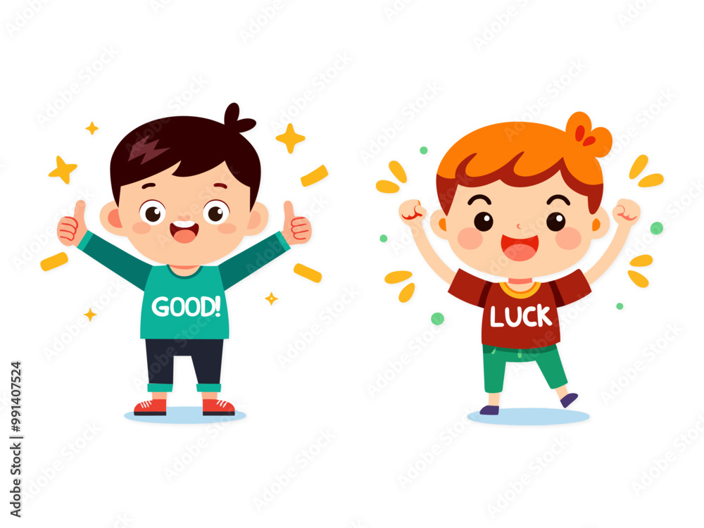 Two Cartoon Boy Enjoy And Playing Vector Design Two Cartoon Boy Enjoy And Playing Vector Design
