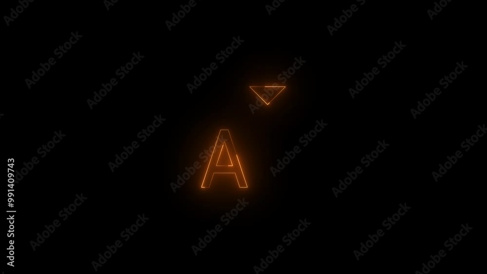 Neon font decrease icon white glowing black background animation Neon font decrease icon white glowing black background animation