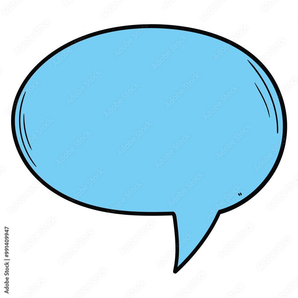 Hand drawn cartoon blue empty speech bubble on white background. Hand drawn cartoon blue empty speech bubble on white background.
