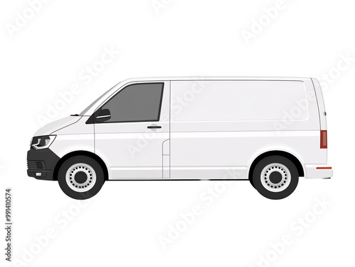 a white van with black wheels