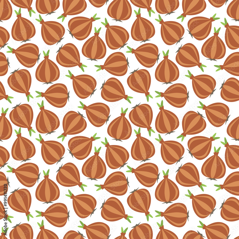 Obraz premium Onion Pattern background. red onion pattern. white onion pattern. Vegetable vector background. 
